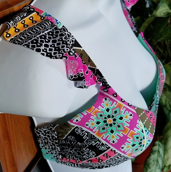 Adorable Laundry Bikini Top Small Black/Multi - Picture 2 of 8